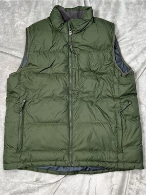LL Bean Mountain Classic Down Puffer Vest Mens LT Green Full Zip Goose Outdoors